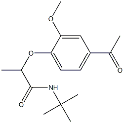 N-tert-butyl-2-(4-acetyl-2-methoxyphenoxy)propanamide Struktur