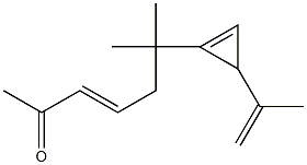 (E)-6-methyl-6-(3-prop-1-en-2-yl-1-cyclopropenyl)hept-3-en-2-one Struktur