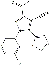 1H-Pyrazole-4-carbonitrile,  3-acetyl-1-(3-bromophenyl)-5-(2-furanyl)- Struktur