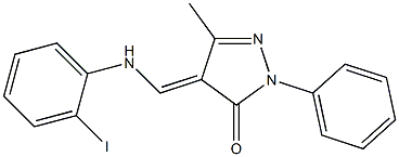 4-[(2-iodoanilino)methylene]-5-methyl-2-phenyl-2,4-dihydro-3H-pyrazol-3-one Struktur