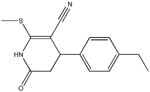 4-(4-ethylphenyl)-2-(methylsulfanyl)-6-oxo-1,4,5,6-tetrahydro-3-pyridinecarbonitrile Struktur