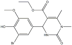 ethyl 4-(3-bromo-4-hydroxy-5-methoxyphenyl)-1,6-dimethyl-2-oxo-1,2,3,4-tetrahydro-5-pyrimidinecarboxylate Struktur