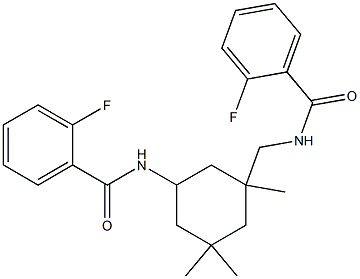 2-fluoro-N-(3-{[(2-fluorobenzoyl)amino]methyl}-3,5,5-trimethylcyclohexyl)benzamide Struktur