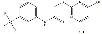 2-[(4,6-dihydroxy-2-pyrimidinyl)sulfanyl]-N-[3-(trifluoromethyl)phenyl]acetamide Struktur