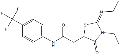 2-[3-ethyl-2-(ethylimino)-4-oxo-1,3-thiazolidin-5-yl]-N-[4-(trifluoromethyl)phenyl]acetamide Struktur