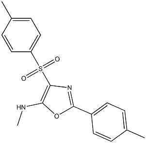 N-methyl-2-(4-methylphenyl)-4-[(4-methylphenyl)sulfonyl]-1,3-oxazol-5-amine Struktur