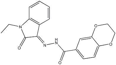 N'-(1-ethyl-2-oxo-1,2-dihydro-3H-indol-3-ylidene)-2,3-dihydro-1,4-benzodioxine-6-carbohydrazide Struktur