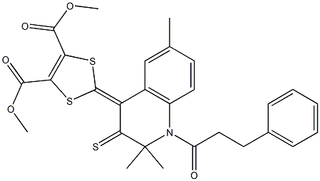 dimethyl 2-(2,2,6-trimethyl-1-(3-phenylpropanoyl)-3-thioxo-2,3-dihydro-4(1H)-quinolinylidene)-1,3-dithiole-4,5-dicarboxylate Struktur