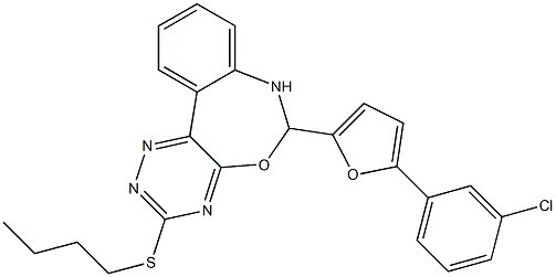 3-(butylsulfanyl)-6-[5-(3-chlorophenyl)-2-furyl]-6,7-dihydro[1,2,4]triazino[5,6-d][3,1]benzoxazepine Struktur