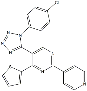 5-[1-(4-chlorophenyl)-1H-tetraazol-5-yl]-2-(4-pyridinyl)-4-(2-thienyl)pyrimidine Struktur