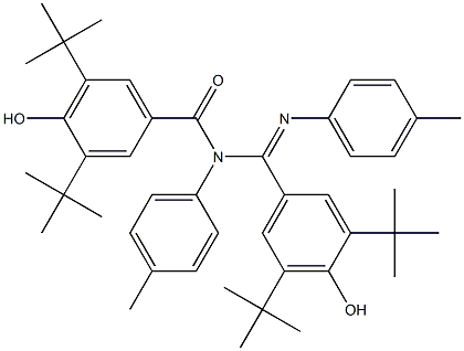 3,5-ditert-butyl-N-{(3,5-ditert-butyl-4-hydroxyphenyl)[(4-methylphenyl)imino]methyl}-4-hydroxy-N-(4-methylphenyl)benzamide Struktur