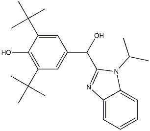 2,6-ditert-butyl-4-[hydroxy(1-isopropyl-1H-benzimidazol-2-yl)methyl]phenol Struktur