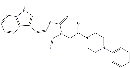 5-[(1-methyl-1H-indol-3-yl)methylene]-3-[2-oxo-2-(4-phenylpiperazin-1-yl)ethyl]-1,3-thiazolidine-2,4-dione Struktur