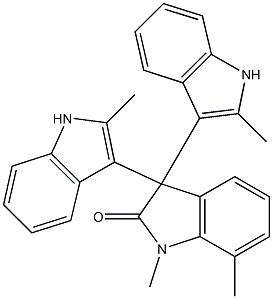 3,3-bis(2-methyl-1H-indol-3-yl)-1,7-dimethyl-1,3-dihydro-2H-indol-2-one Struktur