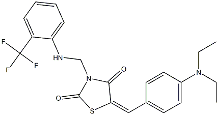 5-[4-(diethylamino)benzylidene]-3-{[2-(trifluoromethyl)anilino]methyl}-1,3-thiazolidine-2,4-dione Struktur