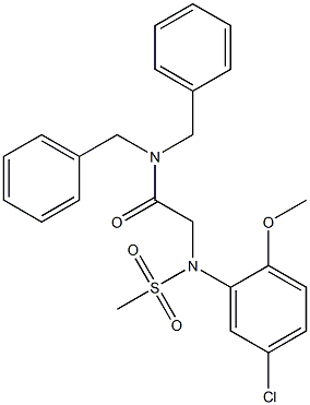 N,N-dibenzyl-2-[5-chloro-2-methoxy(methylsulfonyl)anilino]acetamide Struktur