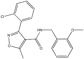 3-(2-chlorophenyl)-5-methyl-N-{[2-(methyloxy)phenyl]methyl}isoxazole-4-carboxamide Struktur