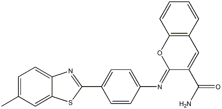 2-{[4-(6-methyl-1,3-benzothiazol-2-yl)phenyl]imino}-2H-chromene-3-carboxamide Struktur