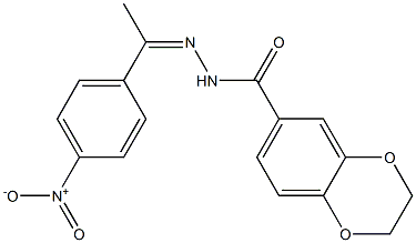 N'-(1-{4-nitrophenyl}ethylidene)-2,3-dihydro-1,4-benzodioxine-6-carbohydrazide Struktur