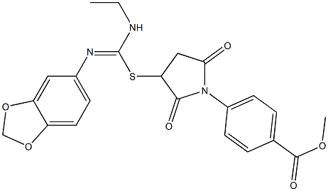 methyl 4-(3-{[(1,3-benzodioxol-5-ylimino)(ethylamino)methyl]sulfanyl}-2,5-dioxo-1-pyrrolidinyl)benzoate Struktur