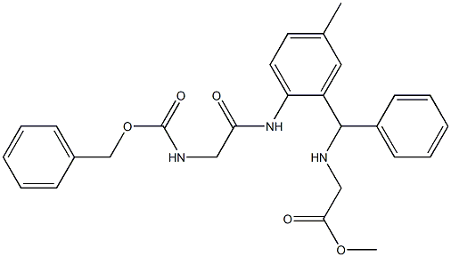 methyl {[{2-[({[(benzyloxy)carbonyl]amino}acetyl)amino]-5-methylphenyl}(phenyl)methyl]amino}acetate Struktur