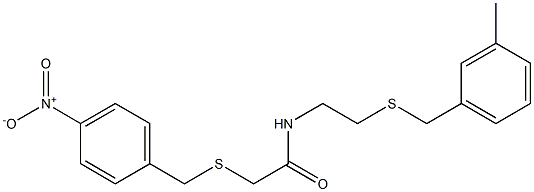 2-({4-nitrobenzyl}sulfanyl)-N-{2-[(3-methylbenzyl)sulfanyl]ethyl}acetamide Struktur