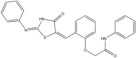 2-(2-{[4-oxo-2-(phenylimino)-1,3-thiazolidin-5-ylidene]methyl}phenoxy)-N-phenylacetamide Struktur