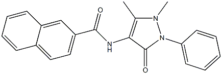 N-(1,5-dimethyl-3-oxo-2-phenyl-2,3-dihydro-1H-pyrazol-4-yl)-2-naphthamide Struktur