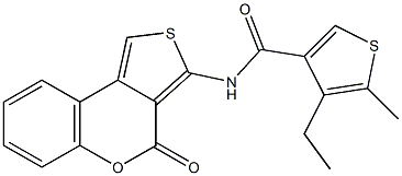 4-ethyl-5-methyl-N-(4-oxo-4H-thieno[3,4-c]chromen-3-yl)-3-thiophenecarboxamide Struktur