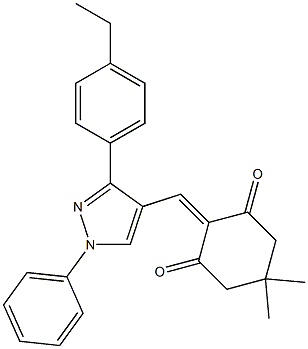 2-{[3-(4-ethylphenyl)-1-phenyl-1H-pyrazol-4-yl]methylene}-5,5-dimethyl-1,3-cyclohexanedione Struktur