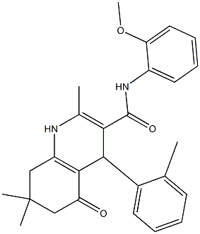 N-(2-methoxyphenyl)-2,7,7-trimethyl-4-(2-methylphenyl)-5-oxo-1,4,5,6,7,8-hexahydro-3-quinolinecarboxamide Struktur