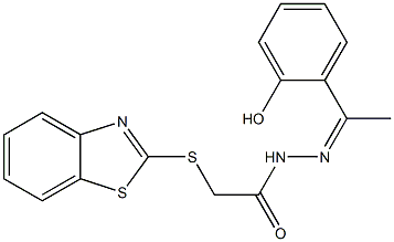 2-(1,3-benzothiazol-2-ylsulfanyl)-N'-[1-(2-hydroxyphenyl)ethylidene]acetohydrazide Struktur