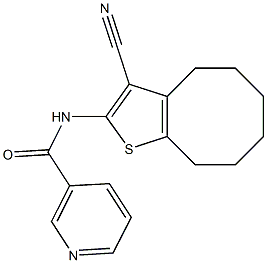 N-(3-cyano-4,5,6,7,8,9-hexahydrocycloocta[b]thien-2-yl)nicotinamide Struktur