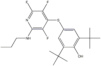 2,6-ditert-butyl-4-{[2,3,5-trifluoro-6-(propylamino)-4-pyridinyl]sulfanyl}phenol Struktur