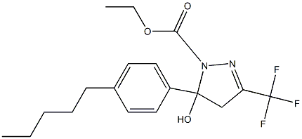 ethyl 5-hydroxy-5-(4-pentylphenyl)-3-(trifluoromethyl)-4,5-dihydro-1H-pyrazole-1-carboxylate Struktur