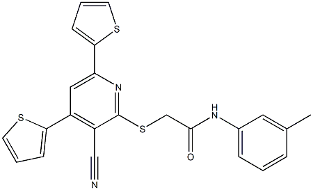 2-[(3-cyano-4,6-dithien-2-ylpyridin-2-yl)sulfanyl]-N-(3-methylphenyl)acetamide Struktur