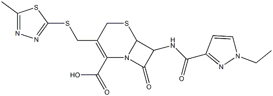 7-{[(1-ethyl-1H-pyrazol-3-yl)carbonyl]amino}-3-{[(5-methyl-1,3,4-thiadiazol-2-yl)sulfanyl]methyl}-8-oxo-5-thia-1-azabicyclo[4.2.0]oct-2-ene-2-carboxylic acid Struktur