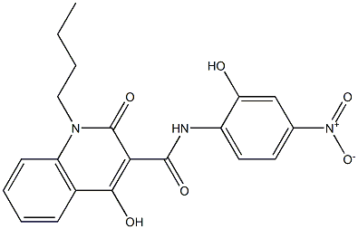 1-butyl-4-hydroxy-N-{2-hydroxy-4-nitrophenyl}-2-oxo-1,2-dihydro-3-quinolinecarboxamide Struktur