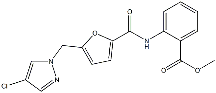 methyl 2-({5-[(4-chloro-1H-pyrazol-1-yl)methyl]-2-furoyl}amino)benzoate Struktur