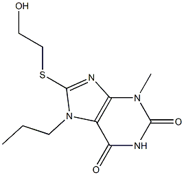 8-[(2-hydroxyethyl)sulfanyl]-3-methyl-7-propyl-3,7-dihydro-1H-purine-2,6-dione Struktur