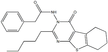 N-(4-oxo-2-pentyl-5,6,7,8-tetrahydro[1]benzothieno[2,3-d]pyrimidin-3(4H)-yl)-2-phenylacetamide Struktur