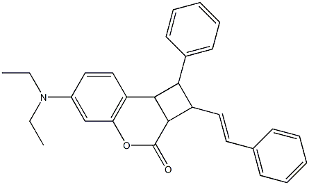 6-(diethylamino)-1-phenyl-2-(2-phenylvinyl)-1,2,2a,8b-tetrahydro-3H-cyclobuta[c]chromen-3-one Struktur