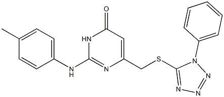 6-{[(1-phenyl-1H-tetraazol-5-yl)thio]methyl}-2-(4-toluidino)-4(3H)-pyrimidinone Struktur