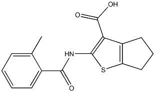 2-[(2-methylbenzoyl)amino]-5,6-dihydro-4H-cyclopenta[b]thiophene-3-carboxylic acid Struktur