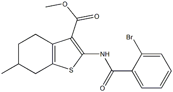 methyl 2-[(2-bromobenzoyl)amino]-6-methyl-4,5,6,7-tetrahydro-1-benzothiophene-3-carboxylate Struktur