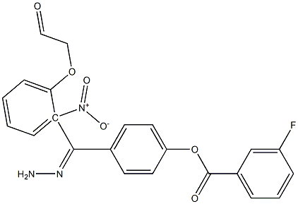 4-[2-({2-nitrophenoxy}acetyl)carbohydrazonoyl]phenyl 3-fluorobenzoate Struktur