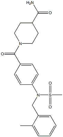 1-{4-[(2-methylbenzyl)(methylsulfonyl)amino]benzoyl}-4-piperidinecarboxamide Struktur