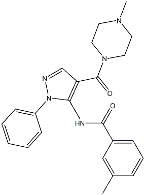 3-methyl-N-{4-[(4-methyl-1-piperazinyl)carbonyl]-1-phenyl-1H-pyrazol-5-yl}benzamide Struktur