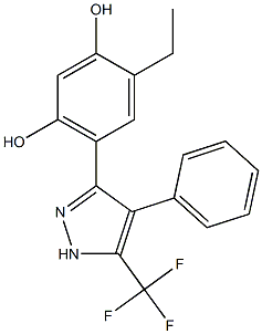 4-ethyl-6-[4-phenyl-5-(trifluoromethyl)-1H-pyrazol-3-yl]benzene-1,3-diol Struktur