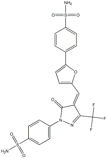 4-(5-{[1-[4-(aminosulfonyl)phenyl]-5-oxo-3-(trifluoromethyl)-1,5-dihydro-4H-pyrazol-4-ylidene]methyl}-2-furyl)benzenesulfonamide Struktur